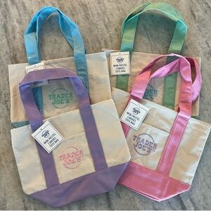 LIMITED EDITION- Trader Joe’s Mini Pastel Canvas Tote Bag Set of 4